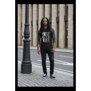 ashley stewart 2Pack Skarkur Black Graphic T-shirt 1X Makaveli Music Rapper